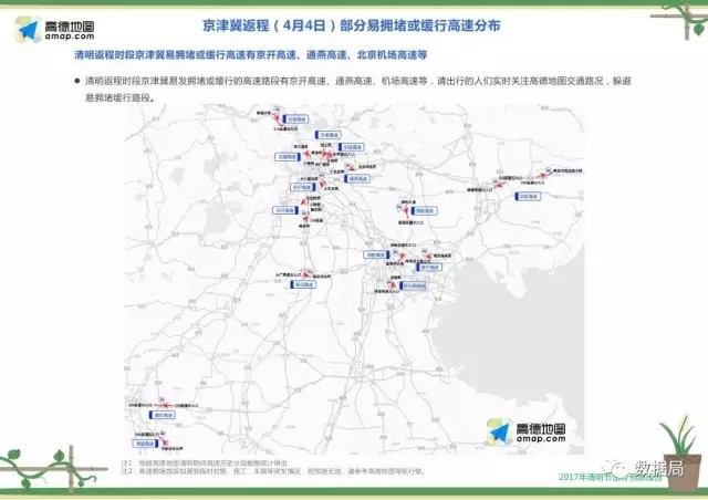 京津冀返程部分易拥堵缓行高速分布